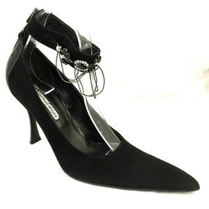 Marino Fabiani Black Pump Pointed Toe 39 9 Jeweled